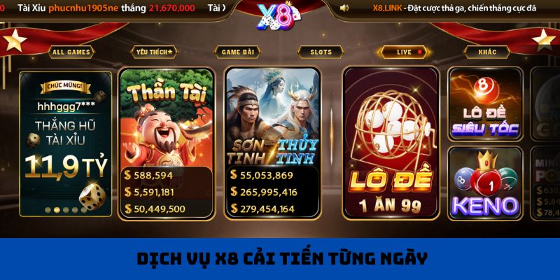Dịch vụ X8 cải tiến từng ngày
