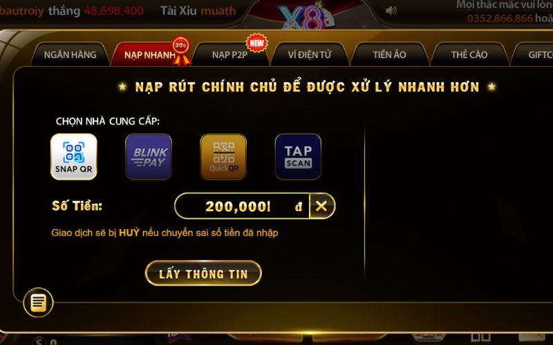 nạp tiền nhà cái nhanh chóng và bảo mật cao